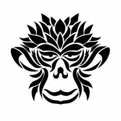 illustration vector graphic of tribal art design Monkey head face