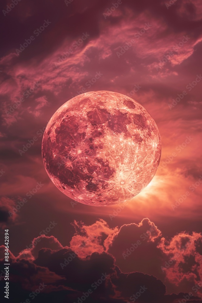 Poster image of the full moon hidden behind clouds in a vast sky