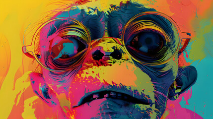Abstract Colorful Portrait with Glasses