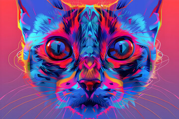 Neon Cat Closeup