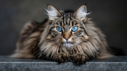 Fototapeta premium Large cat breed known for its docile nature and blue eyes