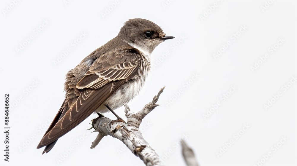 Poster graceful eastern phoebe perched on a slim branch, creating a serene and beautiful scene against a cl
