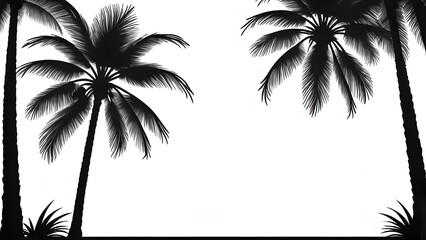Fototapeta premium Coconut leaf silhouette frame