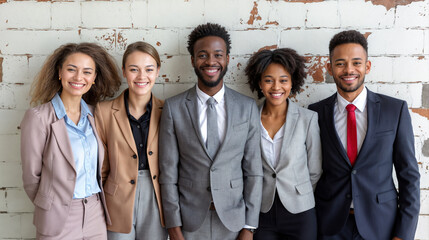 Fototapeta premium team collaboration, portrait of a group of young diverse business people
