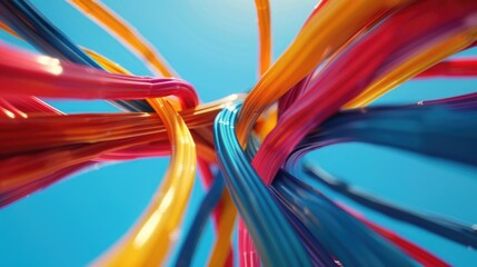 A close-up view of a collection of vibrant ribbons