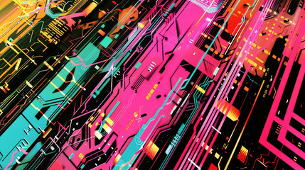 Indulgent Hyper Circuitry Pop Art Background 1
