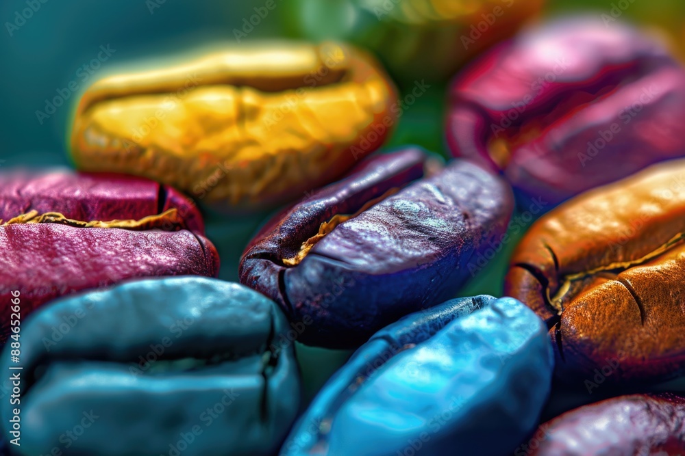 Poster high-quality image of a cluster of coffee beans in a cup or container