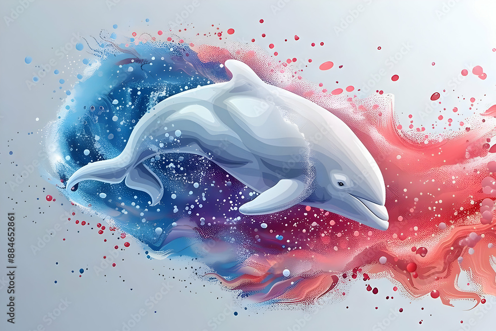 Wall mural Dolphin Leaping Through Colors