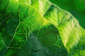 A close-up shot of a leaf on a green background