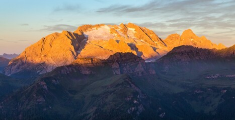 Obraz premium mount Marmolada Alps Dolomites mountains sunset view