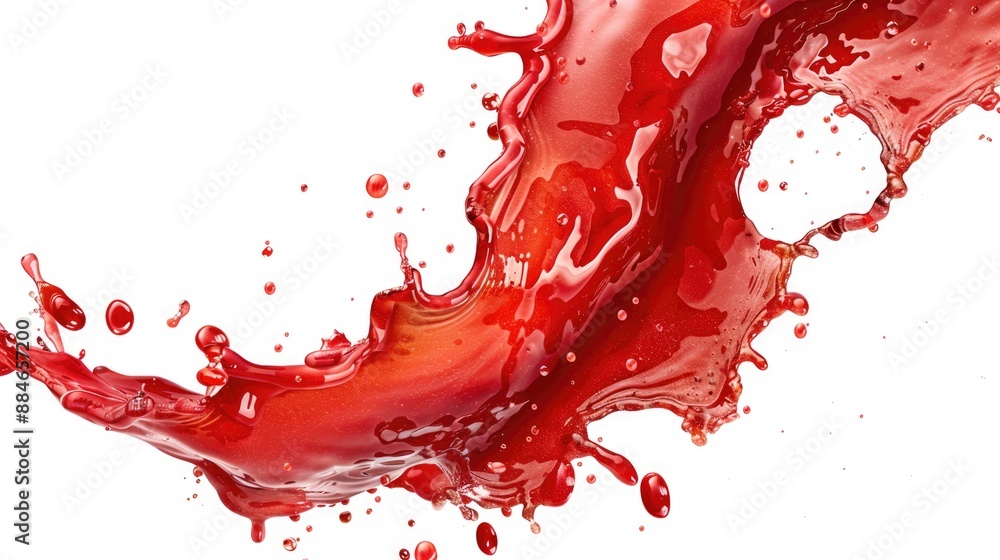 Poster a small amount of bright red liquid is splashed onto a white surface