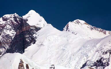 View of Everest Lhotse and Lhotse Shar from Barun valley