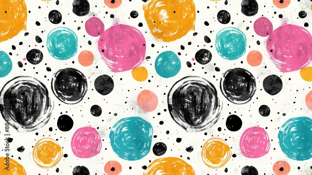 Poster bohemian style hand drawn pattern with circles dots and spots for textile fabric wallpaper and digit
