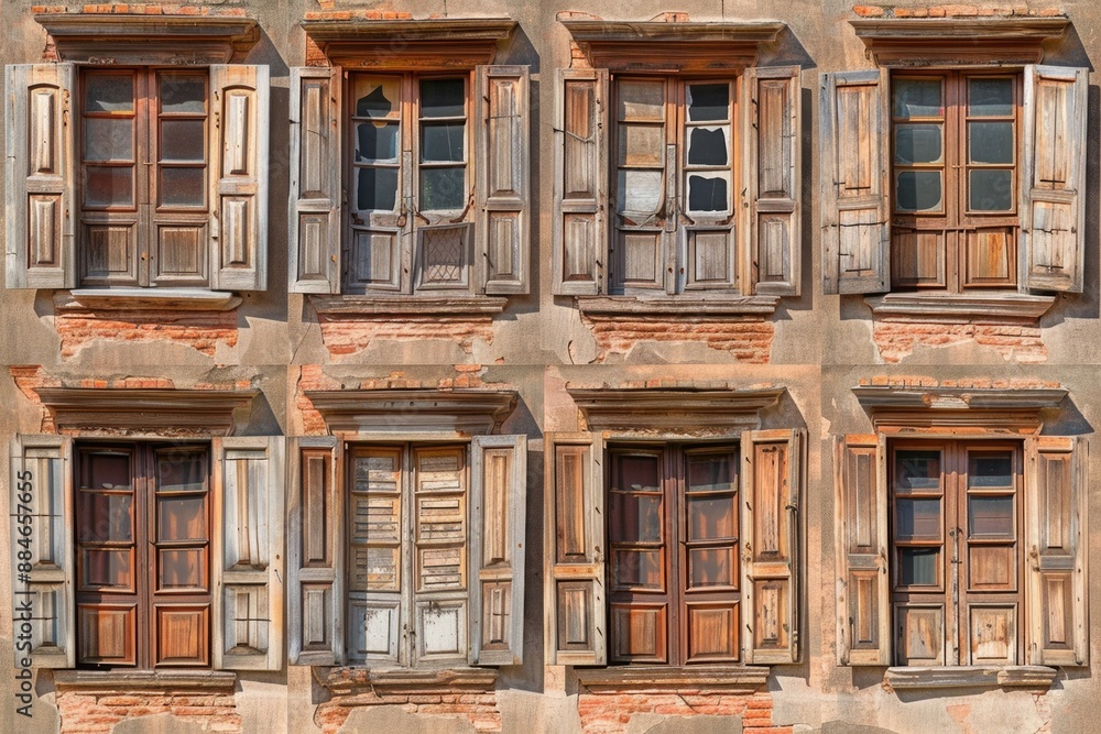 Poster windows on the side of a building, architectural feature