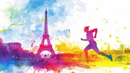 Runner Silhouette with Eiffel Tower