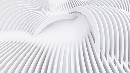 Abstract Curved Shapes. White Circular Background.