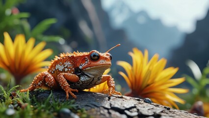 Obraz premium Orange Toad in a Forest Setting.