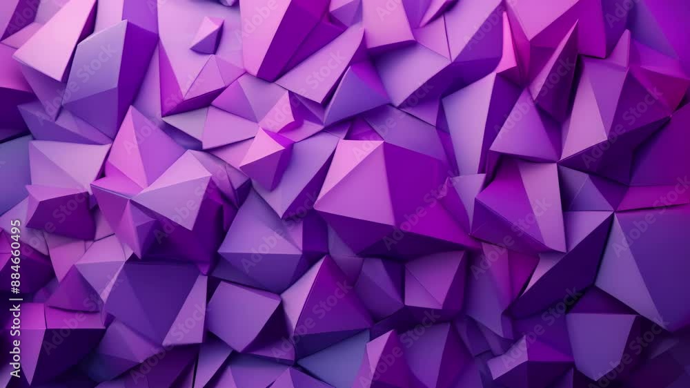 Poster jagged overlapping triangles of various sizes in shades of purple symbolizing the unpredictable natu