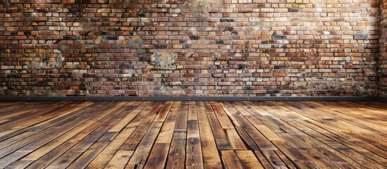 Rustic Brick Wall and Wooden Floor Interior