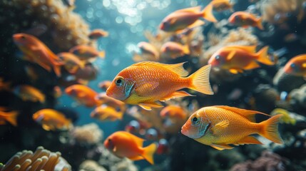 Fototapeta premium Orange Fish Swimming in a Coral Reef