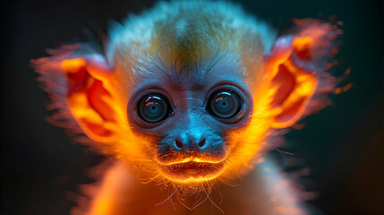 Baby Monkey in Neon Light
