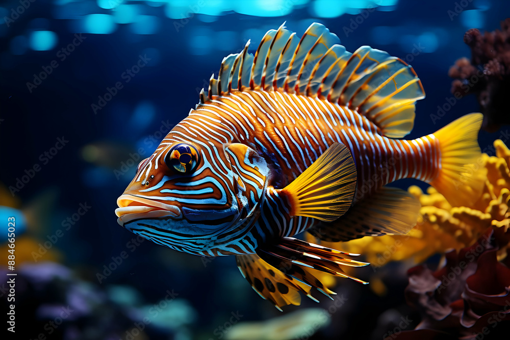 Canvas Prints Striped Lionfish in Aquarium