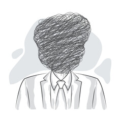 Man with scribble head line design vector