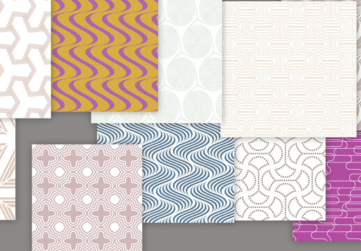 Collection of seamless geometric minimalistic patterns