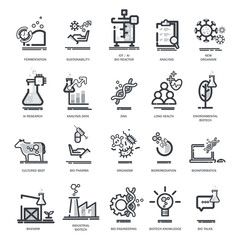 Set of Biotech outline Icon