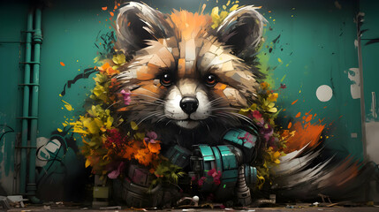 Red Panda Graffiti Art