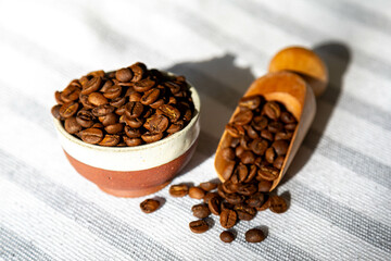 Special gourmet Brazilian coffee type Mogiana roasted in beans.