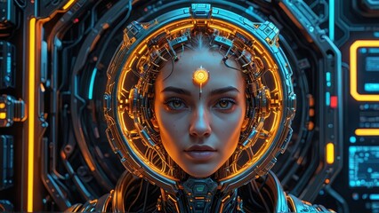 Woman in a Futuristic Machine.
