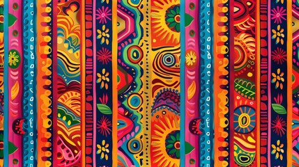 A vivid image of abstract patterned stripes in various bright colors, displaying swirling, flowing designs that capture the essence of artistic diversity and creativity.