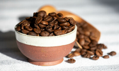 Special gourmet Brazilian coffee type Mogiana roasted in beans.