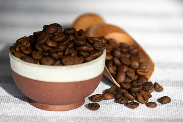 Special gourmet Brazilian coffee type Mogiana roasted in beans.