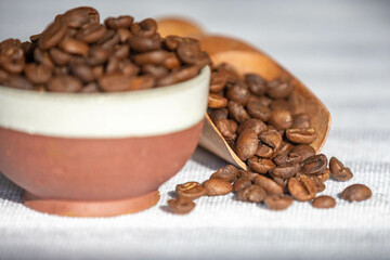 Special gourmet Brazilian coffee type Mogiana roasted in beans.