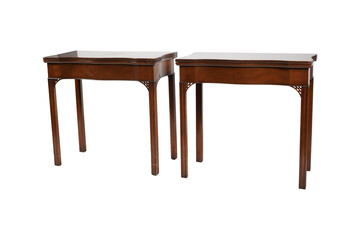 old wooden chair isolated on white background Empty wooden table isolated on white background, of free space for your copy and branding. Use as products display montage. Vintage style concept.