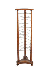 Vintage wooden cd dvd storage rack holder stand media organizer furniture on transparent background