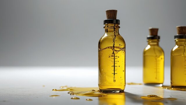 Spilled Liquid in a Glass Bottle.