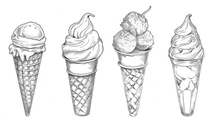 Closeup view of tasty cone ice cream.