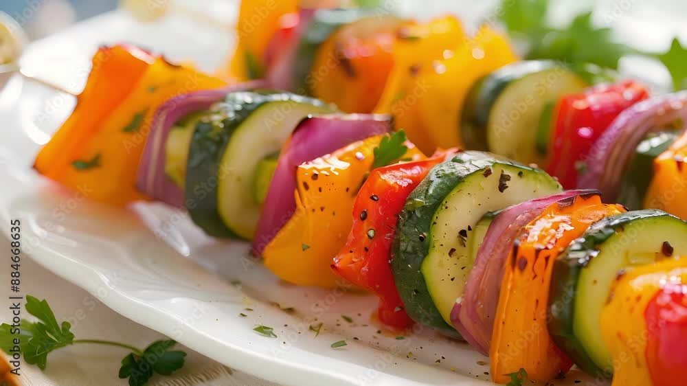 Poster these veggie skewers are perfect for a meatless dinner option with a colorful assortment of vegetabl