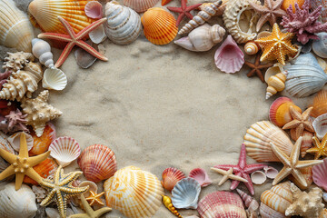frame for inscriptions made of shells and sea sand

