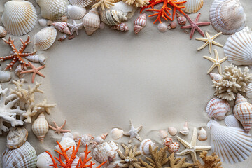 frame for inscriptions made of shells and sea sand
