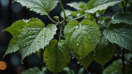 Dewy Green Leaves