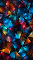 Colorful Triangles Cones on Black Background, Abstract Image, Texture, Pattern Background, Wallpaper, Cover and Screen of Smartphone, Cell Phone, Computer, Laptop, 9:16 and 16:9 Format