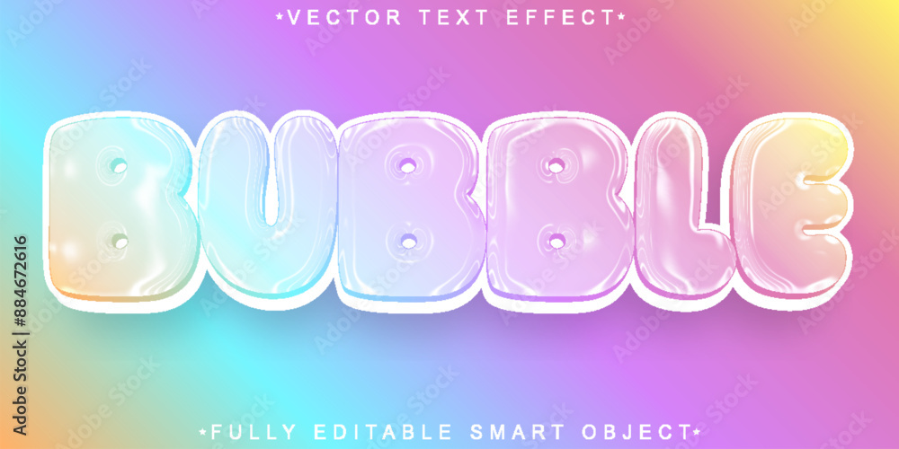 Poster cute sweet bubble vector fully editable smart object text effect
