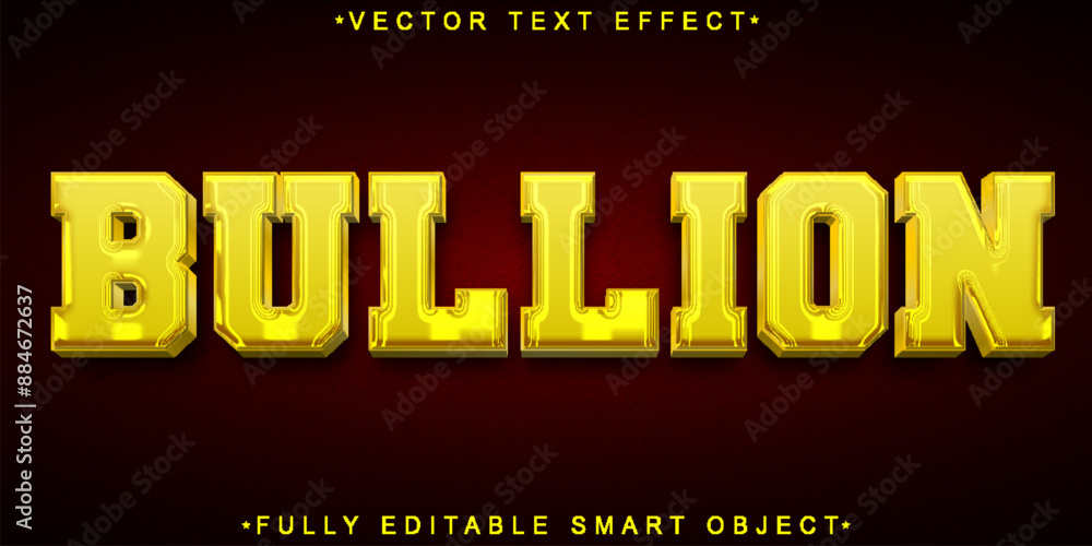 Poster golden bulling vector fully editable smart object text effect