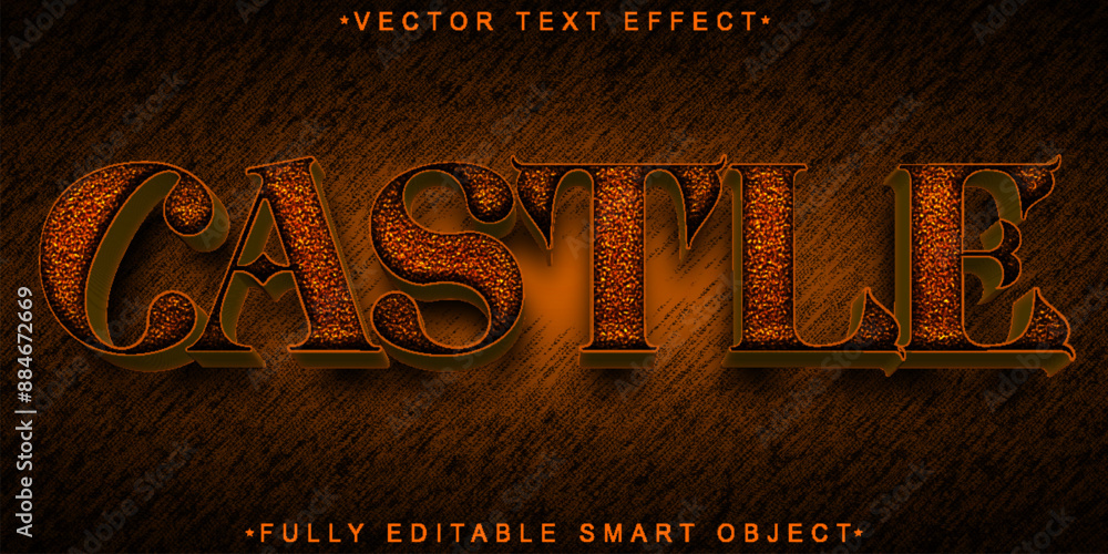 Poster worn castle vector fully editable smart object text effect