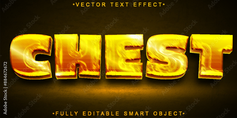 Poster yellow gold chest vector fully editable smart object text effect