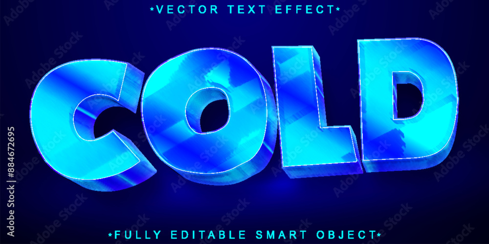 Poster cartoon winter cold vector fully editable smart object text effect